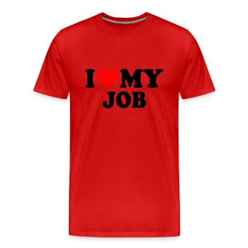 I love my job - T-shirt bio Premium Homme - rouge - Devant - Damien (186cm)