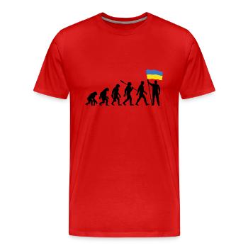 Ukraine - Evolution - Drapeau - Nation - T-shirt bio Premium Homme - rouge - Devant - Damien (186cm)