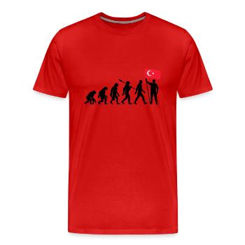 Turquie - Evolution - Drapeau - Nation - T-shirt bio Premium Homme - rouge - Devant - Damien (186cm)