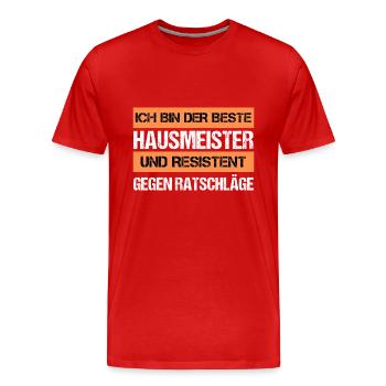 Concierge résistant - T-shirt bio Premium Homme - rouge - Devant - Damien (186cm)