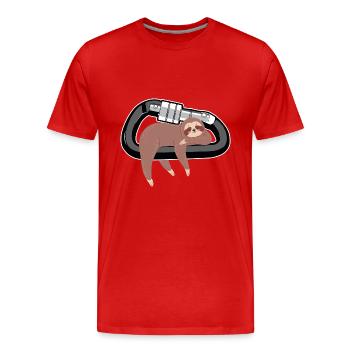 Paresseux grimpant dormant sur un mousqueton - T-shirt bio Premium Homme - rouge - Devant - Damien (186cm)