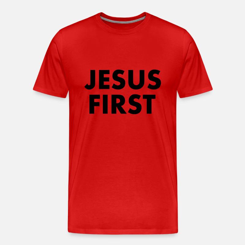 Jesus first - Männer Premium Bio T-Shirt - Rot