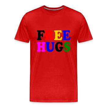 Free hugs - Männer Premium Bio T-Shirt - Rot - Vorne - Damien (186cm)
