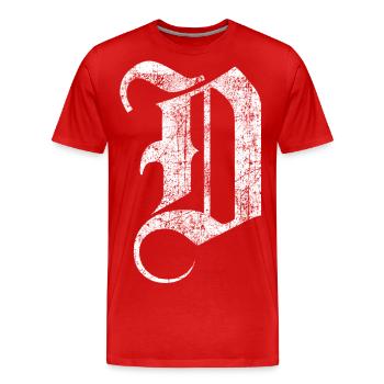 Tshirt alphabet initiale D - T-shirt bio Premium Homme - rouge - Devant - Damien (186cm)