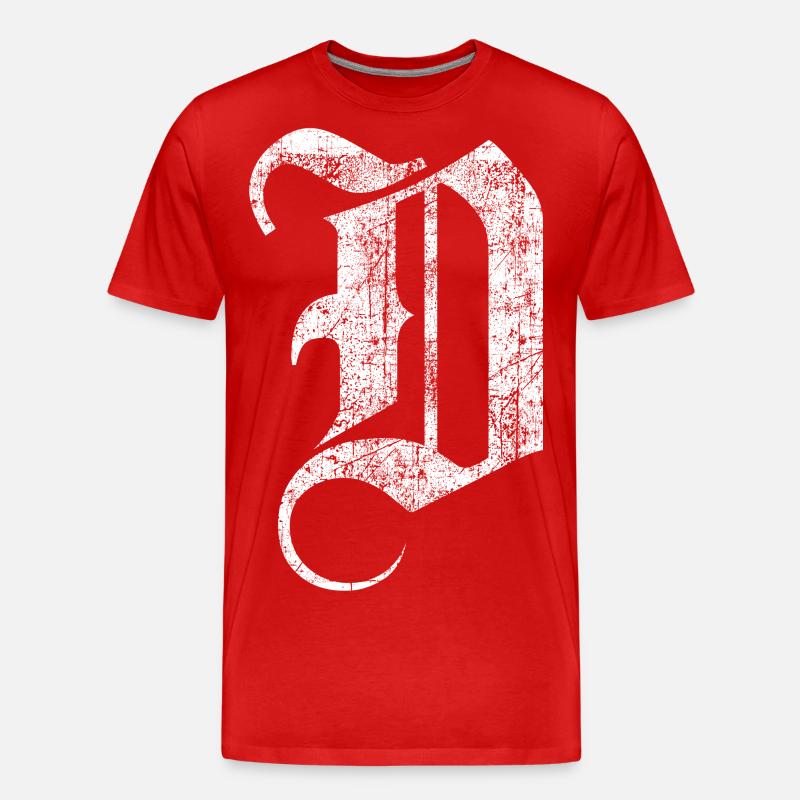 Tshirt alphabet initiale D - T-shirt bio Premium Homme - rouge