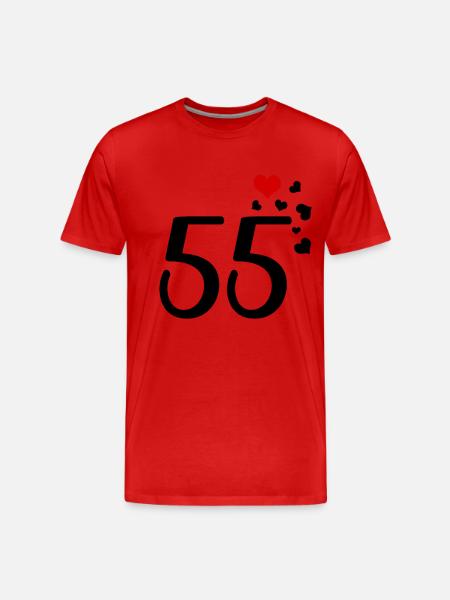 55th Birthday Anniversary Hearts 55 - Men's Premium Organic T-Shirt - red