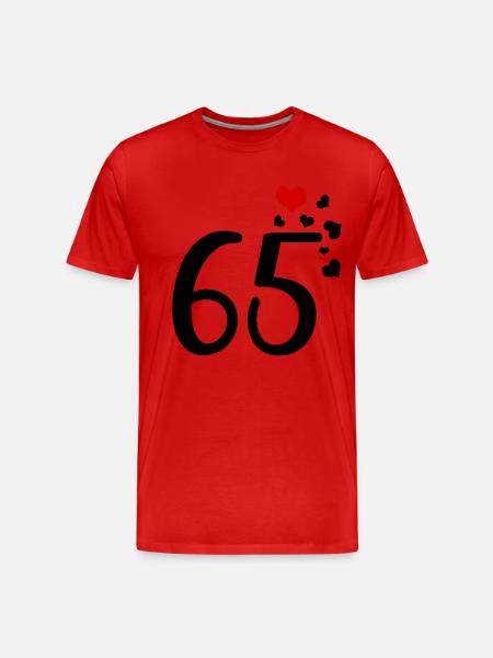 65th birthday anniversary hearts 65 - Men's Premium Organic T-Shirt - red