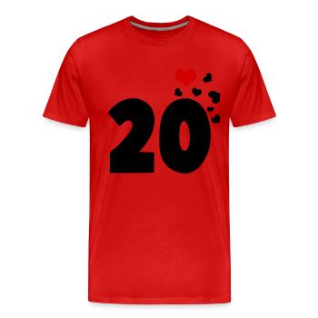 20 Herzen 20. Geburtstag - Männer Premium Bio T-Shirt - Rot - Vorne - Damien (186cm)