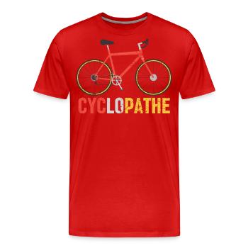 Cyclopathe humour vélo cadeau cyclisme cycliste - T-shirt bio Premium Homme - rouge - Devant - Damien (186cm)