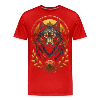 Loup Médiéval Or - T-shirt bio Premium Homme - rouge - Devant - Damien (186cm)