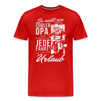 So sieht ein richtig cooler Opa - Urlaub für Biker - Männer Premium Bio T-Shirt - Rot - Vorne - Damien (186cm)