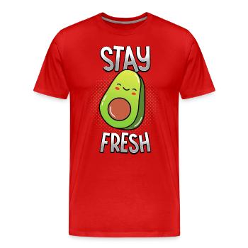 Avocado - Stay Fresh - Dancing Vegetables - Men's Premium Organic T-Shirt - red - Front - Damien (186cm)