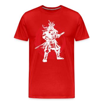 Samurai Japanischer Krieger Blutmond Design - Männer Premium Bio T-Shirt - Rot - Vorne - Damien (186cm)