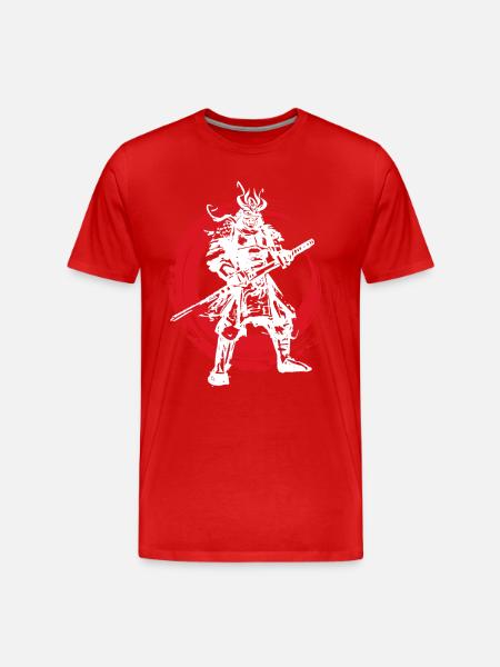 Samurai Japanischer Krieger Blutmond Design - Männer Premium Bio T-Shirt - Rot
