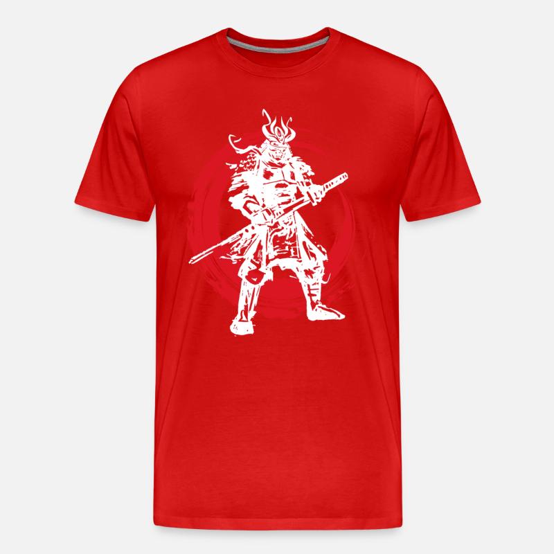 Samurai Japanischer Krieger Blutmond Design - Männer Premium Bio T-Shirt - Rot