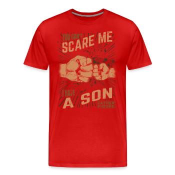 Father and Son - Fist bump Father Figure for Fathers - Men's Premium Organic T-Shirt - red - Front - Damien (186cm)