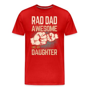 Rad Dad - Génial comme ma fille - Fist Bump - T-shirt bio Premium Homme - rouge - Devant - Damien (186cm)