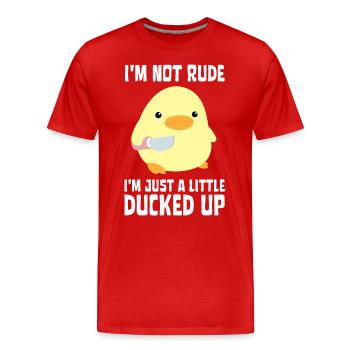 Ducked Up - Canard au couteau Ente mit Messer - T-shirt bio Premium Homme - rouge - Devant - Damien (186cm)