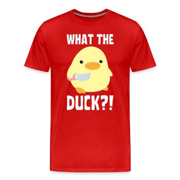 Qu’est-ce que le canard? Canard au couteau - Ente mit Messer - T-shirt bio Premium Homme - rouge - Devant - Damien (186cm)