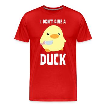 I Don’t Give A Duck - Drôle de canard avec couteau Meme - T-shirt bio Premium Homme - rouge - Devant - Damien (186cm)