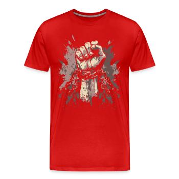 Poing des chaînes - Mois de l’histoire des Noirs Juneteenth - T-shirt bio Premium Homme - rouge - Devant - Damien (186cm)
