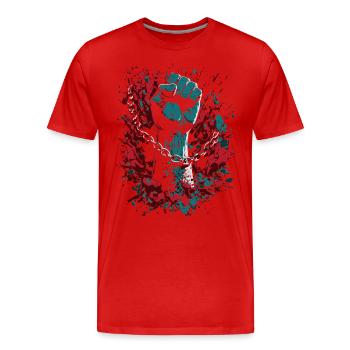 Poing des chaînes - Mois de l’histoire des Noirs Juneteenth - T-shirt bio Premium Homme - rouge - Devant - Damien (186cm)