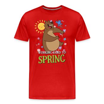 Working Hard To Hate Spring Allergiker Spruch - Männer Premium Bio T-Shirt - Rot - Vorne - Damien (186cm)