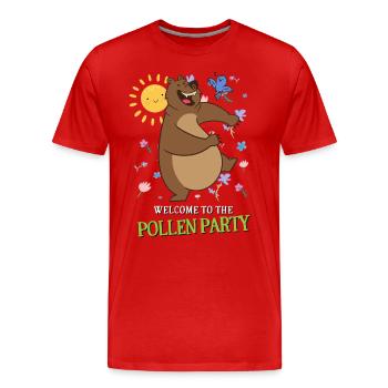 Welcome To The Pollen Party Allergiker Spruch - Männer Premium Bio T-Shirt - Rot - Vorne - Damien (186cm)
