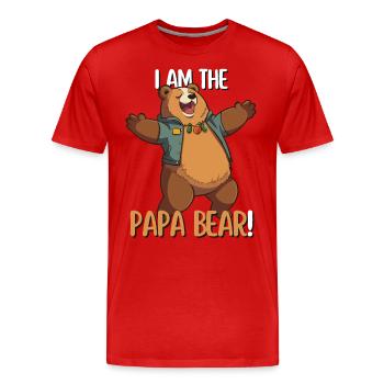 Papa Bear Cartoon Bear Design for Proud Fathers - Men's Premium Organic T-Shirt - red - Front - Damien (186cm)