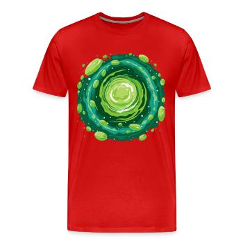 Cooles Grünes Sci-Fi Cartoon Portal für Zeitreisen - Männer Premium Bio T-Shirt - Rot - Vorne - Damien (186cm)