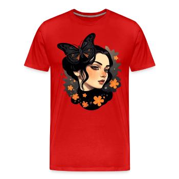 Aesthetic Girl: Gothic Wave Design with - Men's Premium Organic T-Shirt - red - Front - Damien (186cm)