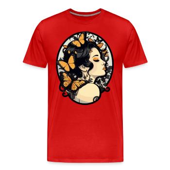 Fille gothique aux papillons: esthétique gothique - T-shirt bio Premium Homme - rouge - Devant - Damien (186cm)