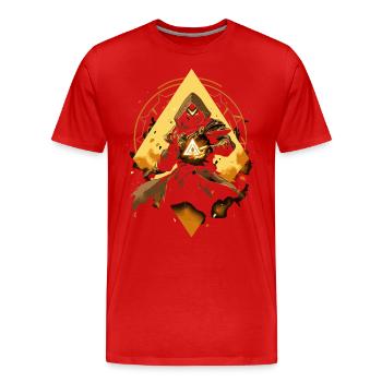 Epic Gamer Guardian with golden energy source - Men's Premium Organic T-Shirt - red - Front - Damien (186cm)