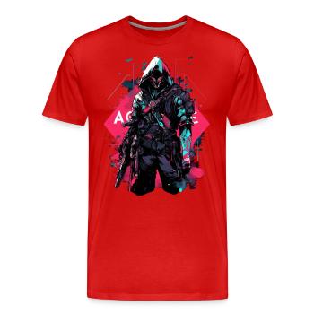 Epic Gamer Cyber Assassin from the Future - Men's Premium Organic T-Shirt - red - Front - Damien (186cm)