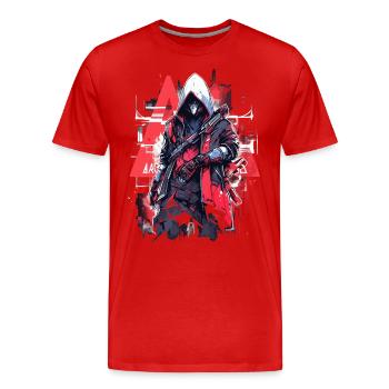 Epic Gamer Cyber Assassin Punk Street Art - Men's Premium Organic T-Shirt - red - Front - Damien (186cm)