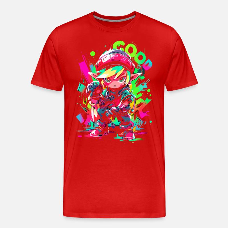 Cooles Gaming-Design Legendärer Waldjunge Graffiti - Männer Premium Bio T-Shirt - Rot
