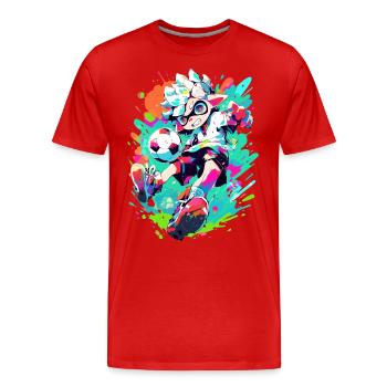 Footballeur funky dans un look de jeu de street art cool - T-shirt bio Premium Homme - rouge - Devant - Damien (186cm)