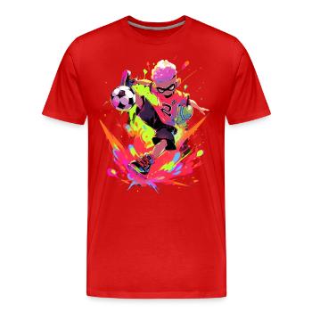 Cool Cartoon Footballer - Street Art Gaming Design - T-shirt bio Premium Homme - rouge - Devant - Damien (186cm)