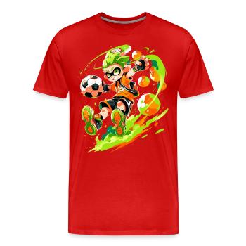 Footballeur de dessin animé cool dans le style de jeu de street art - T-shirt bio Premium Homme - rouge - Devant - Damien (186cm)