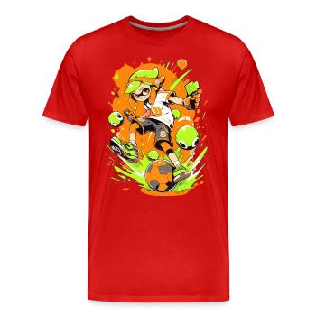 Le jeu rencontre le StreetArt : un joueur de football cool - T-shirt bio Premium Homme - rouge - Devant - Damien (186cm)