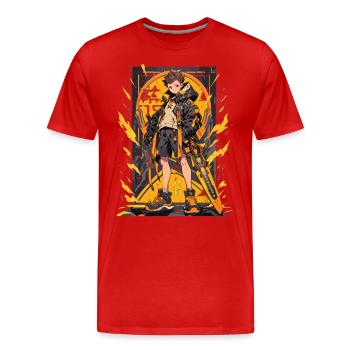 Shibuya: Cooler Anime Junge mit Schwert Japanisch - Männer Premium Bio T-Shirt - Rot - Vorne - Damien (186cm)
