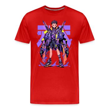 Shibuya: Cooler Anime Junge mit Schwert Japanisch - Männer Premium Bio T-Shirt - Rot - Vorne - Damien (186cm)