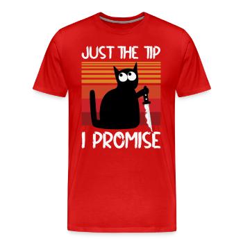 Halloween Schwarze Katze: "Just The Tip I Promise" - Männer Premium Bio T-Shirt - Rot - Vorne - Damien (186cm)