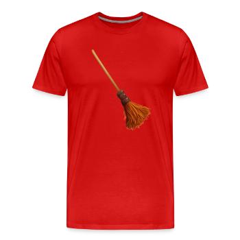 Spukender Hexenbesen: Gruseliges Halloween-Design - Männer Premium Bio T-Shirt - Rot - Vorne - Damien (186cm)