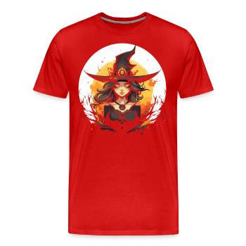 Sorcière moderne au clair de lune pour les femmes d’Halloween - T-shirt bio Premium Homme - rouge - Devant - Damien (186cm)