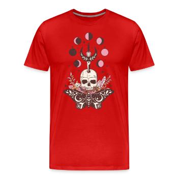 Vintage Halloween Butterfly Skull & Moon - Men's Premium Organic T-Shirt - red - Front - Damien (186cm)
