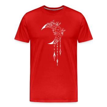 Mystisches Wicca-Design mit Halbmond und Blumen - Männer Premium Bio T-Shirt - Rot - Vorne - Damien (186cm)
