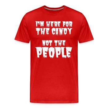 Je suis là pour les bonbons - Halloween sarcastique - T-shirt bio Premium Homme - rouge - Devant - Damien (186cm)