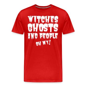 « Sorcières, fantômes et gens, oh mon Dieu » pour Halloween - T-shirt bio Premium Homme - rouge - Devant - Damien (186cm)