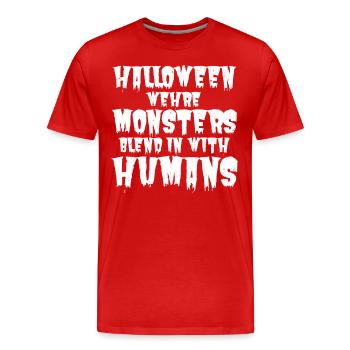 Monster im Menschen-Dress: Halloween Sarkasmus - Männer Premium Bio T-Shirt - Rot - Vorne - Damien (186cm)